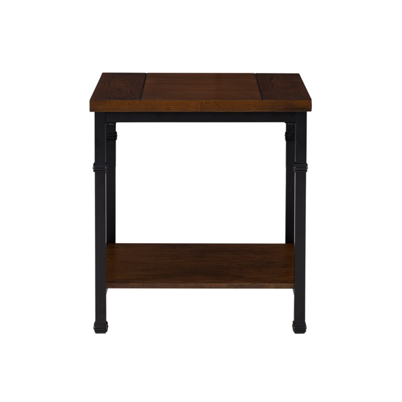Linon Austin Wood and Metal End Table in Black