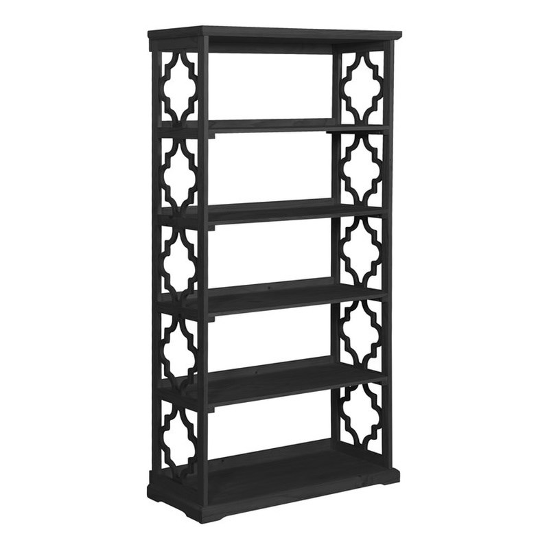 Linon Turner Five Shelf Wood Bookcase in Black