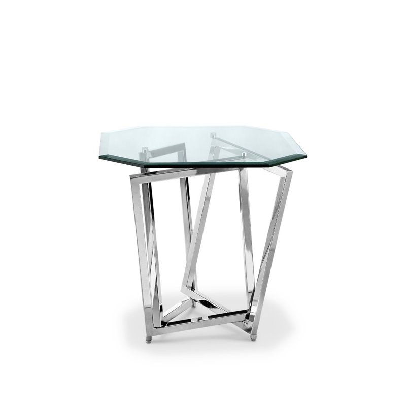 Magnussen Lenox Square Octagonal End Table in Nickel