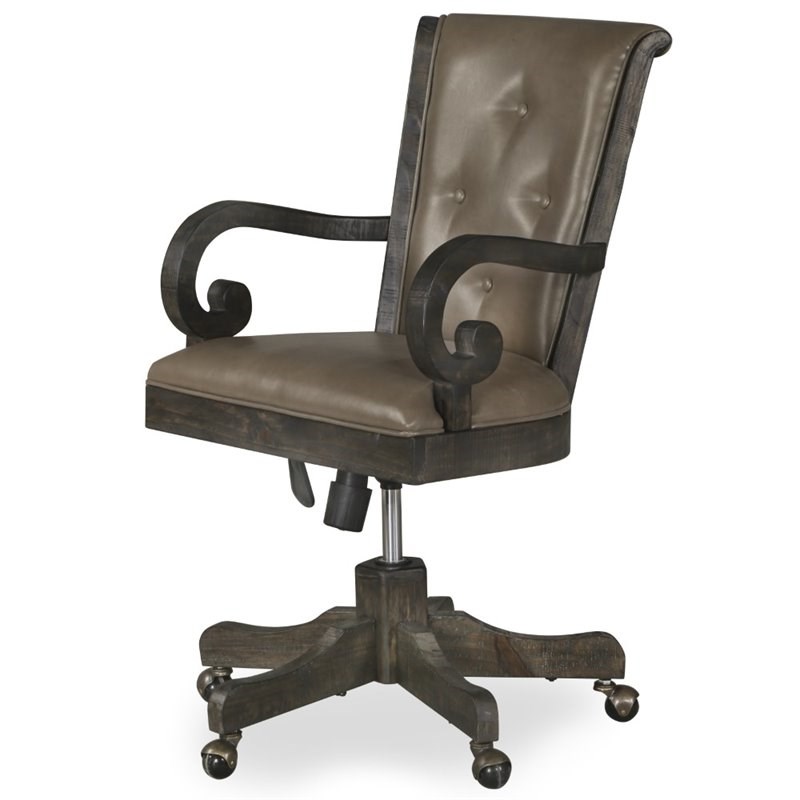 Magnussen Bellamy Upholstered Desk Chair in Weathered Peppercorn