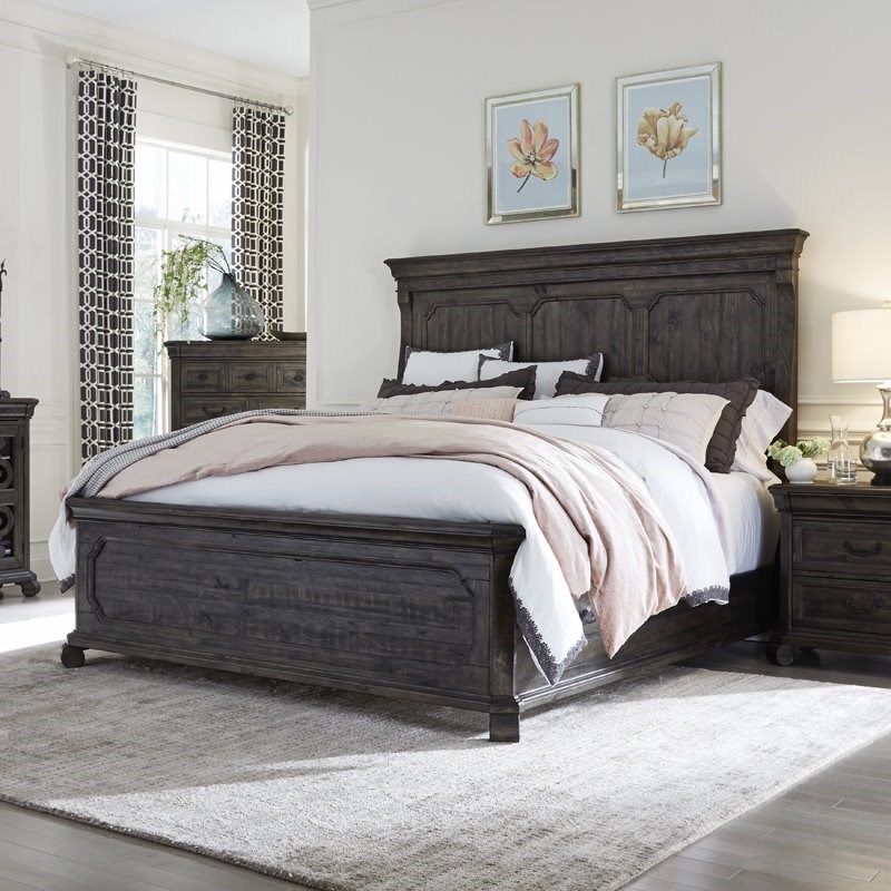 magnussen bellamy traditional peppercorn king panel bed - b2491-64