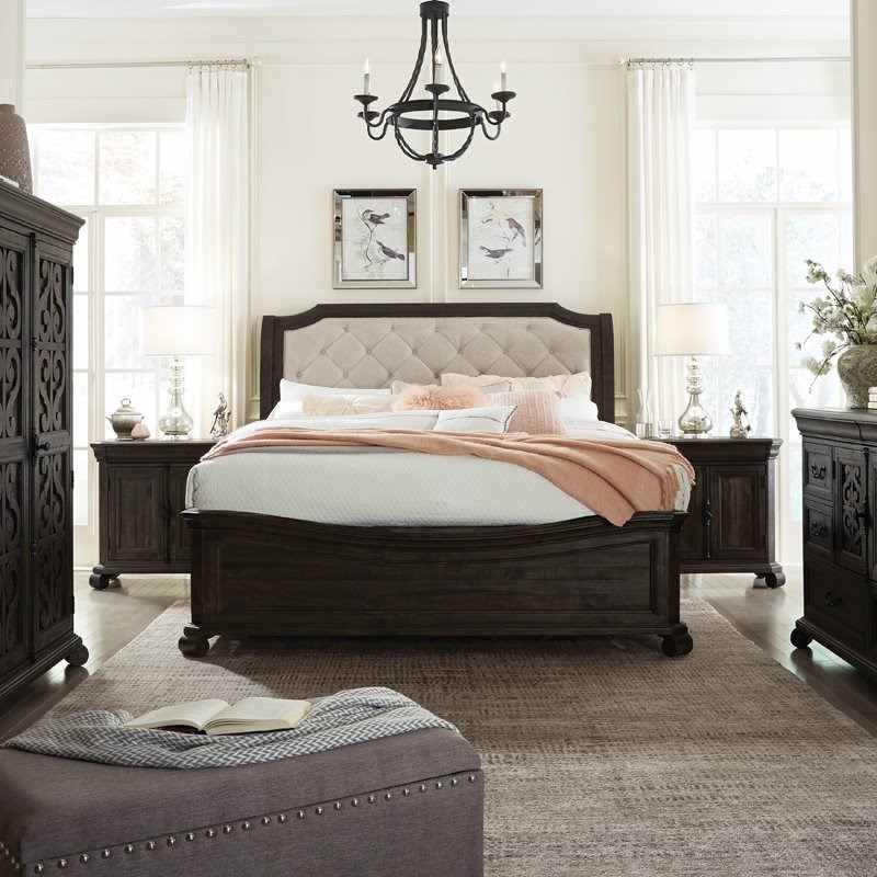 Magnussen Bellamy Traditional California King Sleigh Bed in Peppercorn