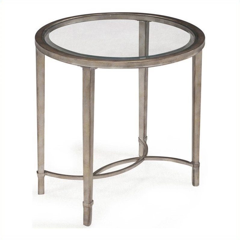 Magnussen Copia End Table in Antique Silver with Gold Tint