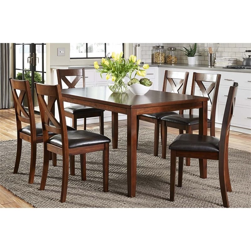 liberty furniture thornton 7 piece rectangular table set in brown - 164 ...