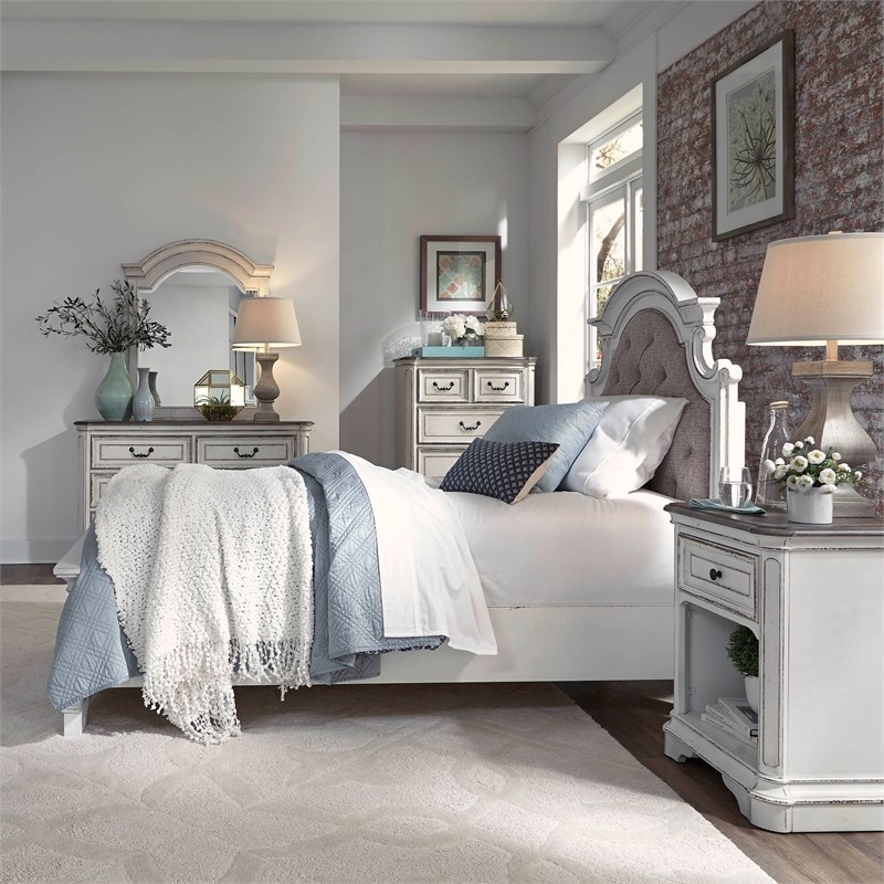 Magnolia Manor White Full Upholstered Bed | Homesquare