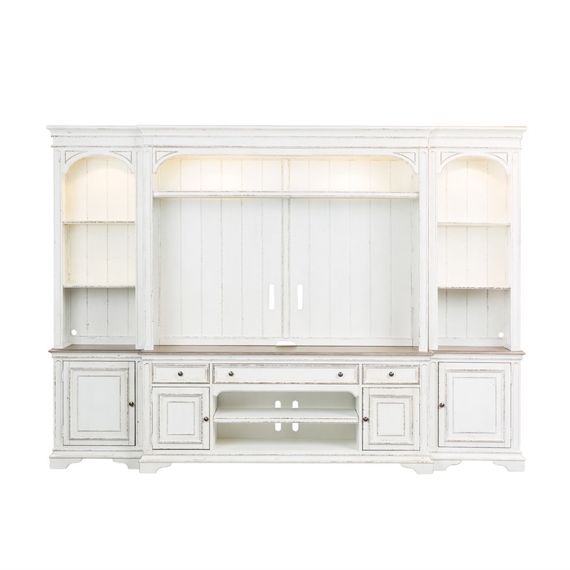 Magnolia Manor White Entertainment Center with Piers