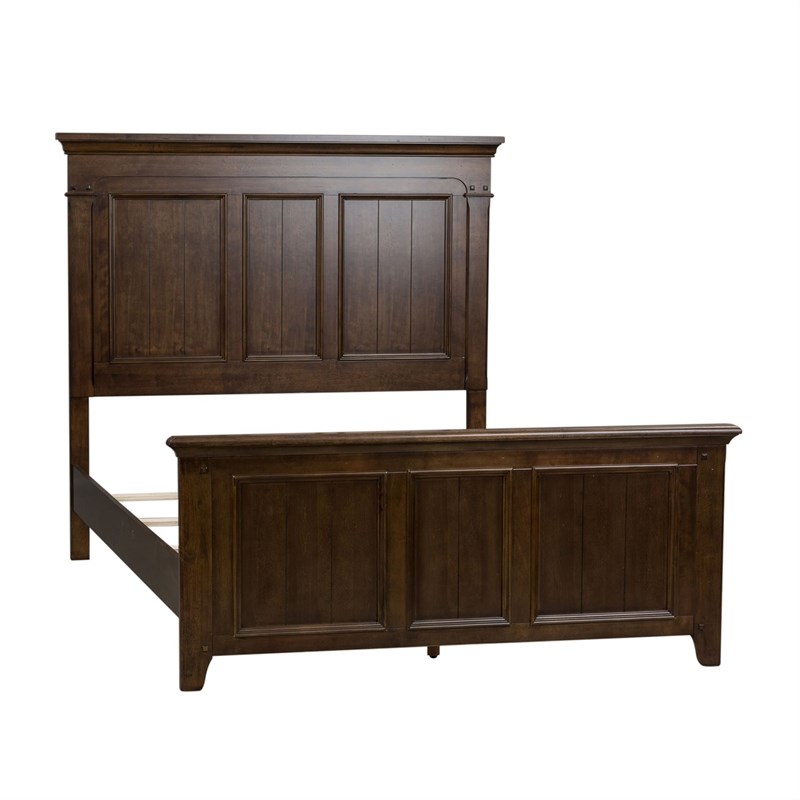 2 Piece Wooden Bedroom Set with Queen Panel Bed and 9 Drawer Dresser