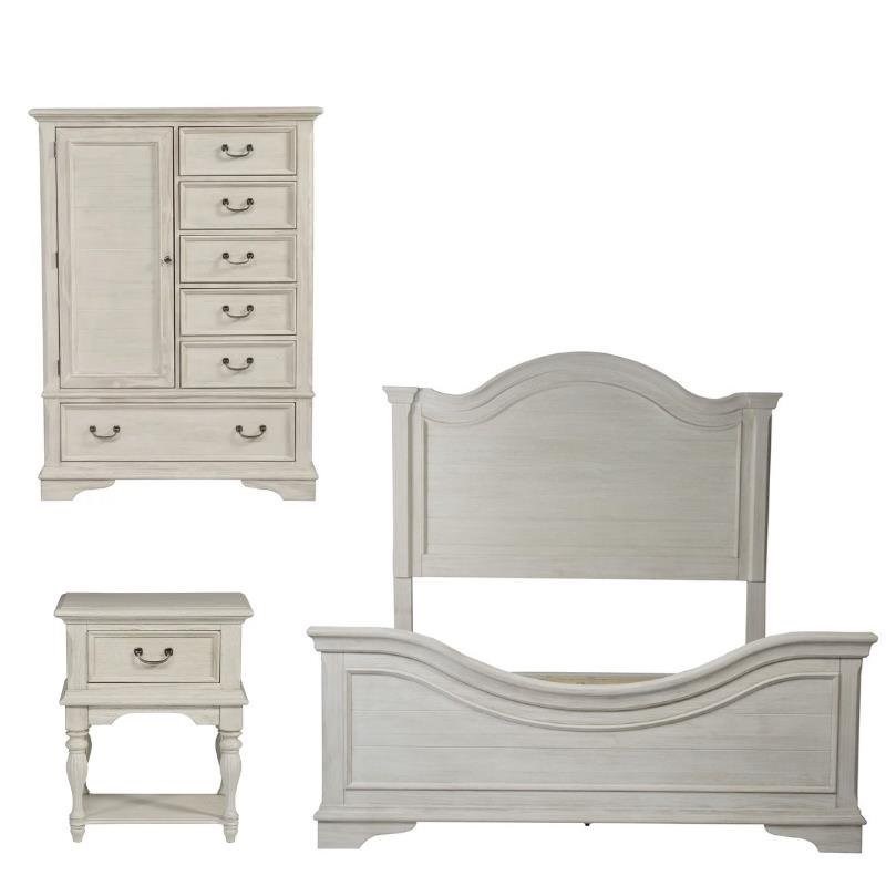 3 Piece Set of Queen Panel Bed with Nightstand and Chest