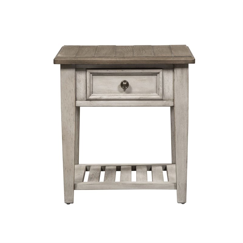 Heartland Off White Wood Drawer End Table