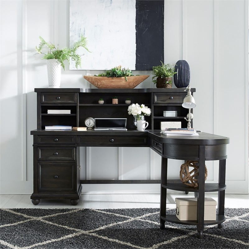 Harvest Home Black L Shaped Desk Set Homesquare