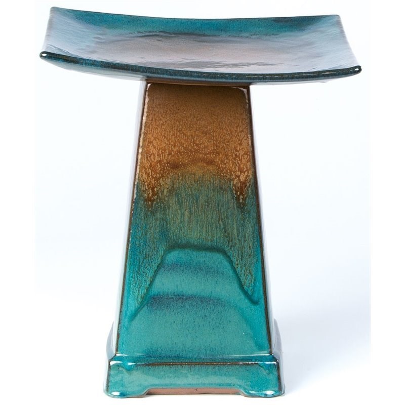 alfresco home zen bird bath in aqua 3412150