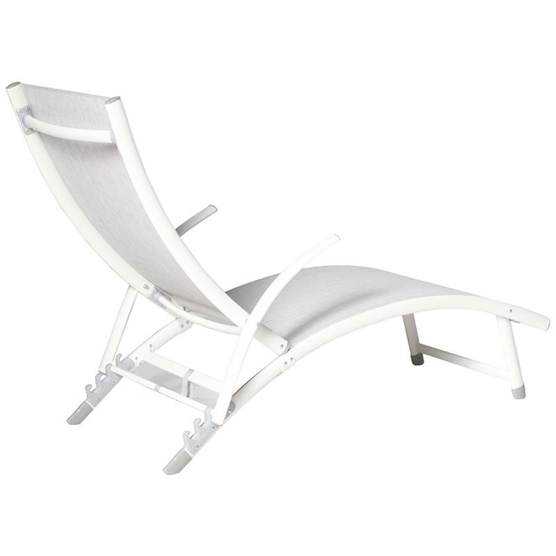 Alfresco Home Poolside Adjustable Patio Chaise Lounge in Loft White