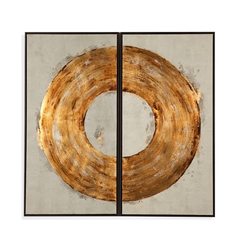 Ring of Fire Canvas Fabric Wall Art in Metallic Gold
