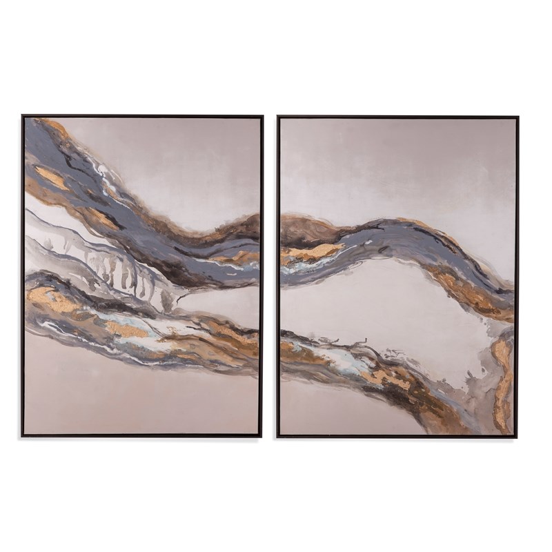 Desert Landscape Canvas Fabric Wall Art in Brown (Set of 2)