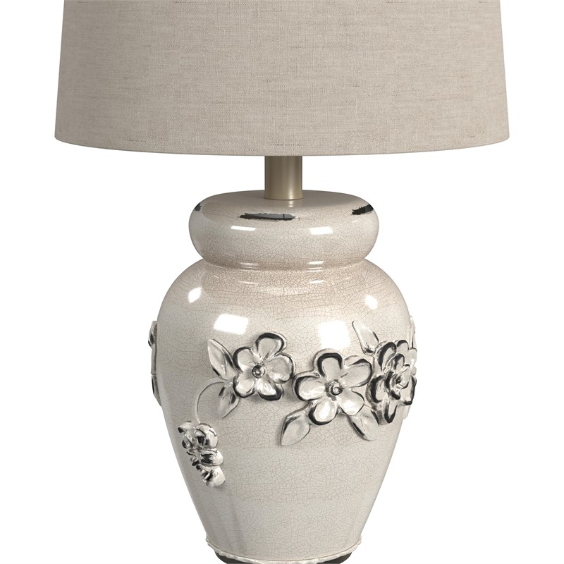 Bassett Mirror Eleanore Ceramic Table Lamp in Crackled Ivory