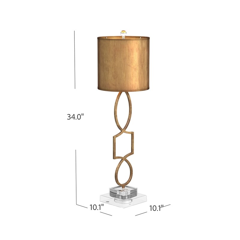 Vivian Metal Table Lamp in Gold Leaf