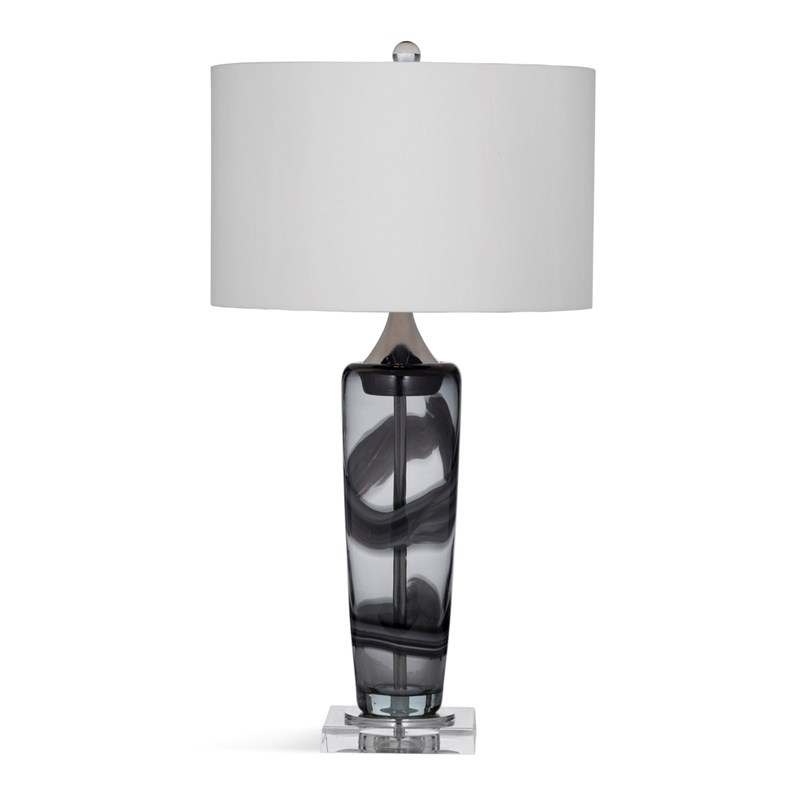 Bassett Mirror Nikola Glass Table Lamp in Gray and Clear