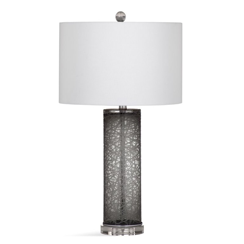 Bassett Mirror Danbury Glass Table Lamp in Gray and Clear