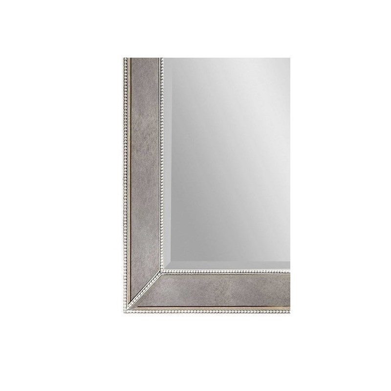 Silver Beaded Framed Leaning Wall Mirror in Engineered Wood