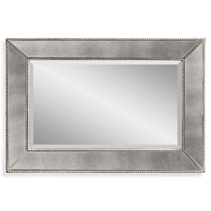 Bassett Mirror Beaded Wall Mirror in Silver Wood Frame