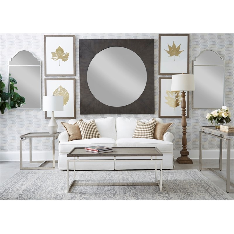 Essex Arched Metal Wall Mirror in Antique Silver