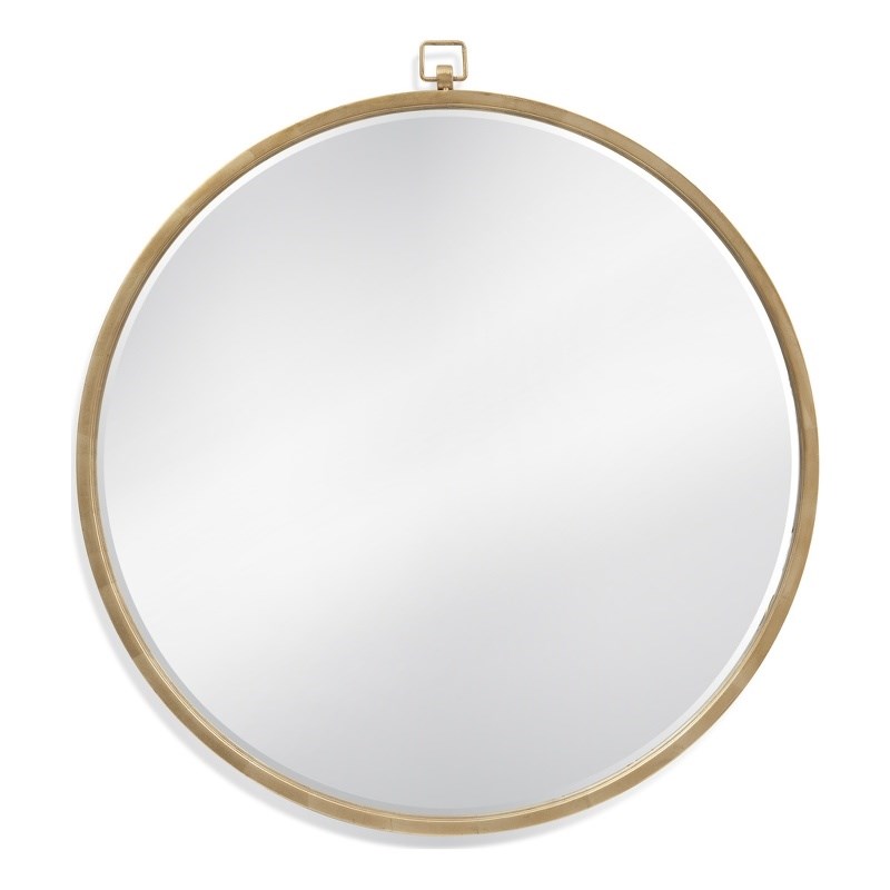 Logaan Metal Wall Mirror in Gold Leaf Finish with Pocket Watch Details