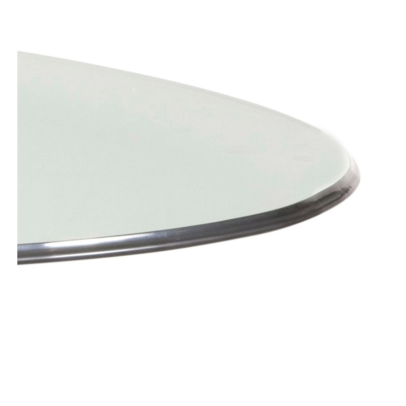 Symmetry Oval Glass Top Dining Table with Wood Base in Bronze Homesquare