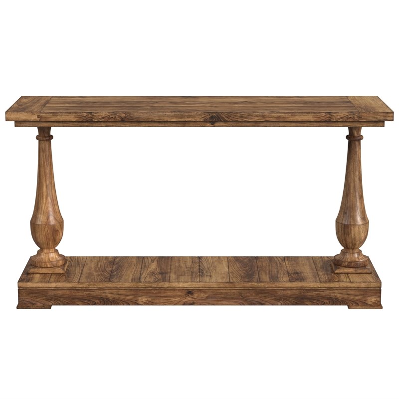 The Hitchcock Collection Wood Console Table Finished in Smoked Barnwood Brown