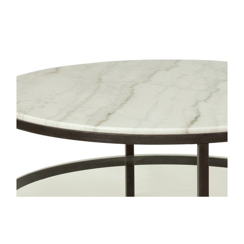 Whitman Marble Round Modern Cocktail Table in Bronze
