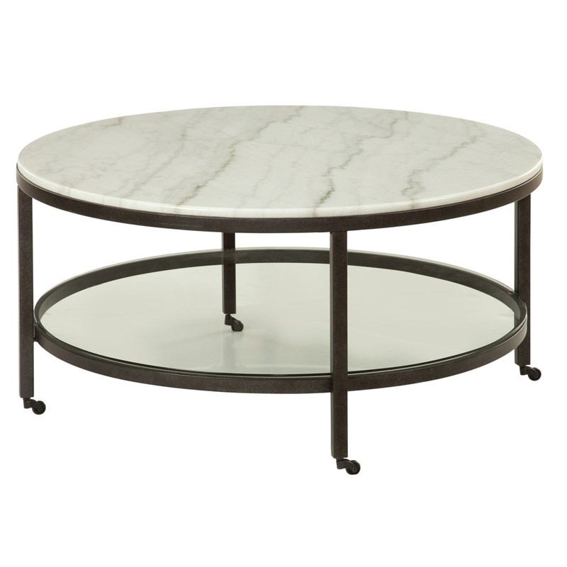 Whitman Marble Round Modern Cocktail Table in Bronze