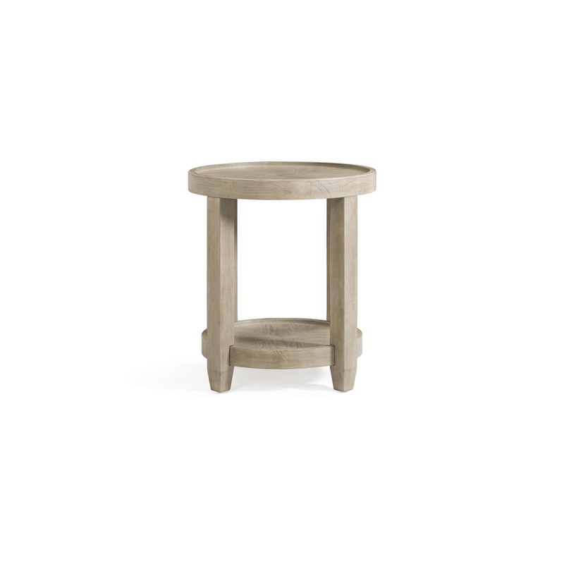 Bellamy Wood Round End Table in Bellamy Gray