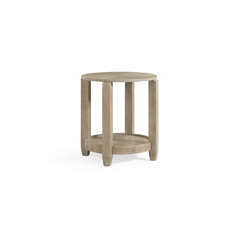 Bellamy Wood Round End Table in Bellamy Gray