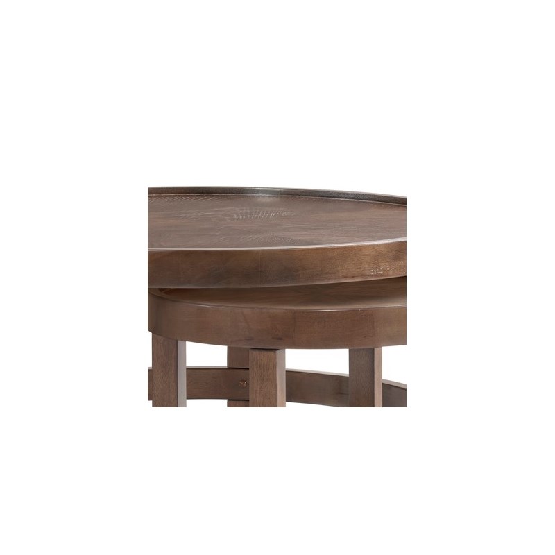 Paxton Brown Wood Round Nesting Cocktail Table