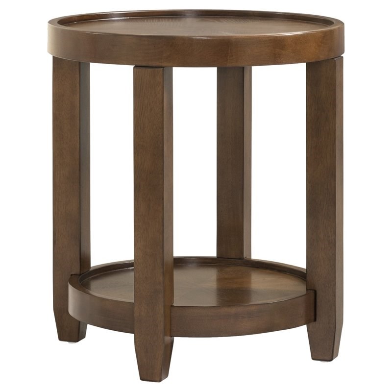 Bassett Mirror Paxton Wood Round End Table in Paxton Brown