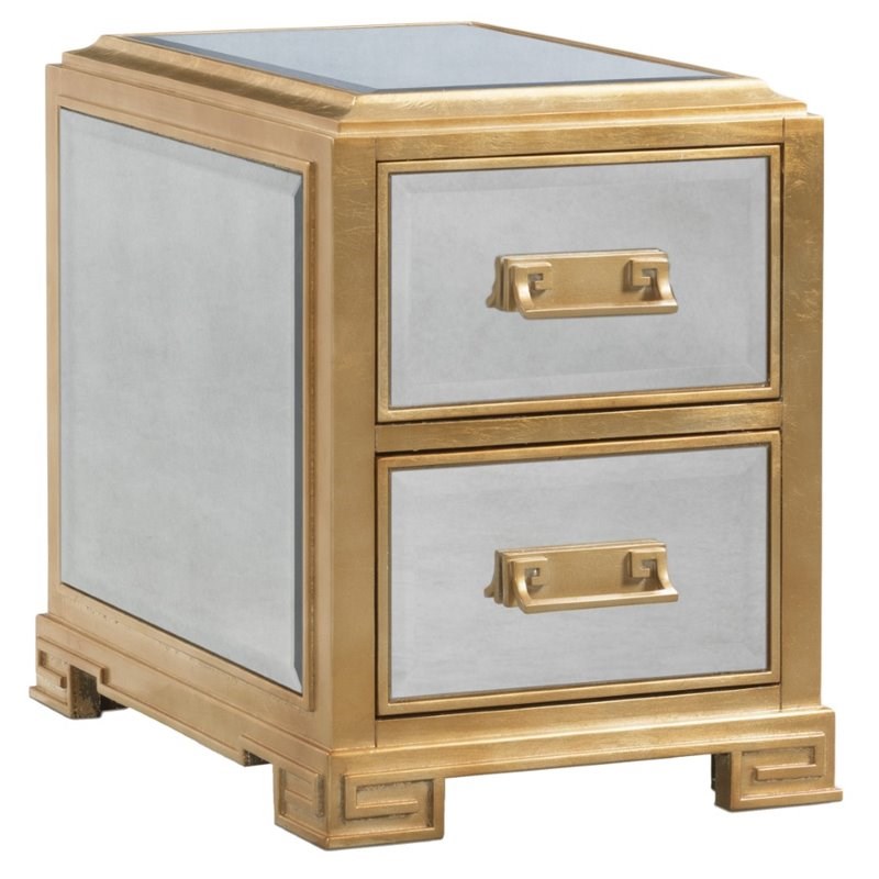Alcott Wood Chairside End Table in Gold Leaf