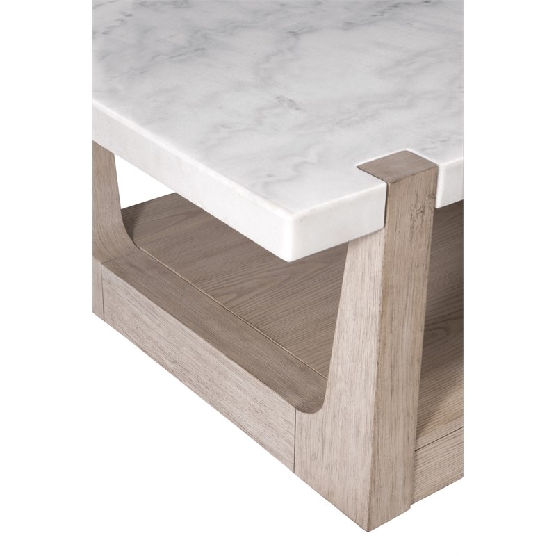 Newport Marble Rectangular Cocktail Table in Sun-Bleached Ash Brown