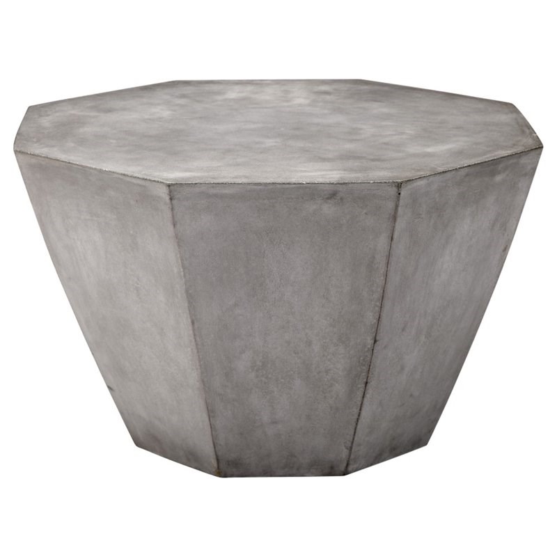 Babaloo Octagonal Concrete Stone Cocktail Table in Gray