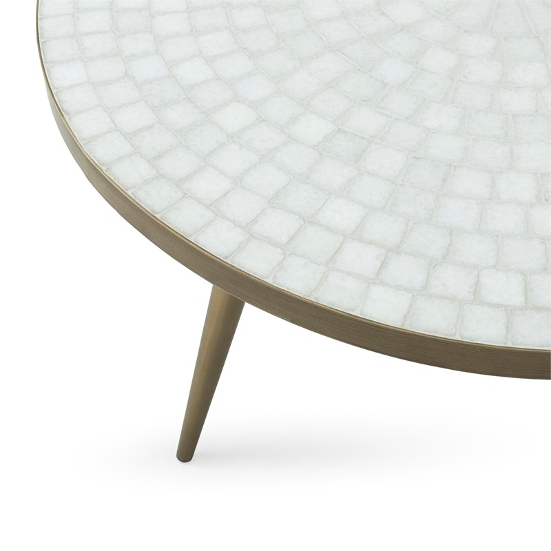Kemira Marble Round Cocktail Table in White