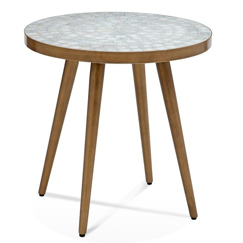 Kemira Marble Round End Table in White