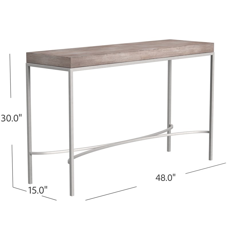 Fenning Wood and Metal Console Table in Silver
