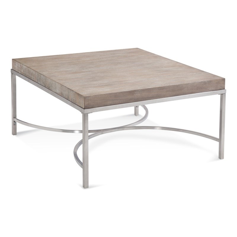 Fenning Wood and Metal Square Cocktail Table in Silver