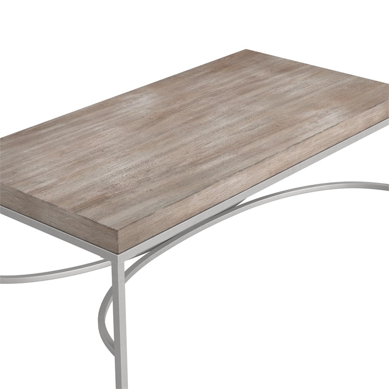 Fenning Wood and Metal Rectangular Cocktail Table in Silver