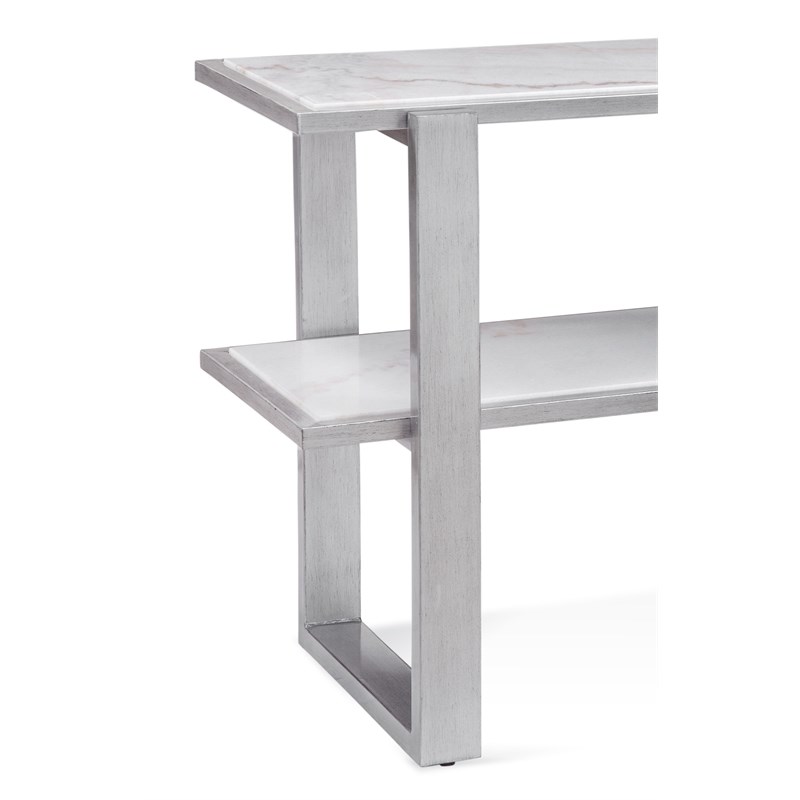 Hessie Wood and Marble Console Table in Silver