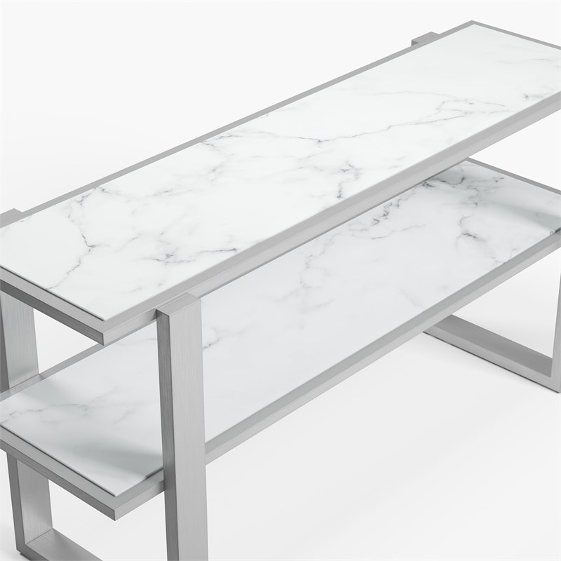 Hessie Wood and Marble Console Table in Silver