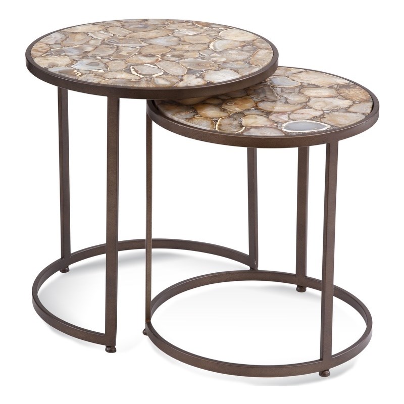 Abner Gray Metal and Agate Bunching Accent Table