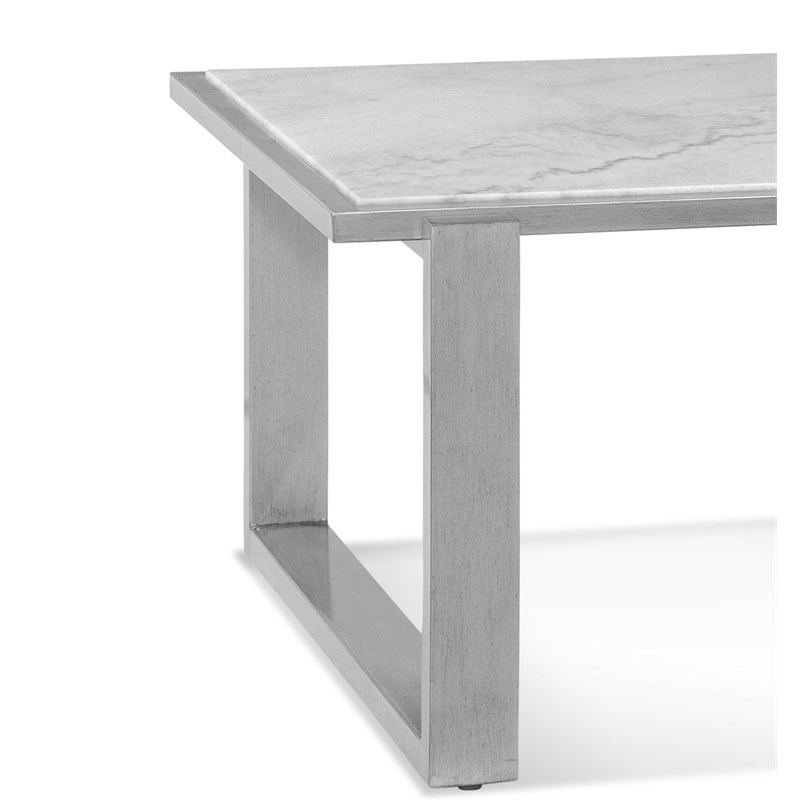Hessie Wood and Marble Cocktail Table in Silver