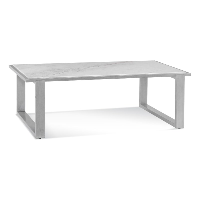 Hessie Wood and Marble Cocktail Table in Silver