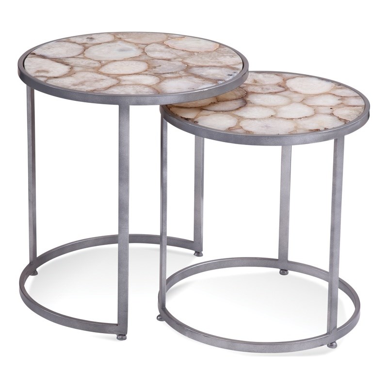 Delia Silver Metal and Agate Bunching Accent Table