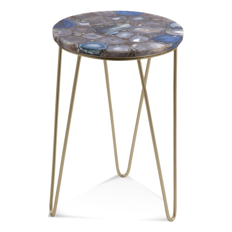 Leuris Metal and Agate Accent Table in Gold