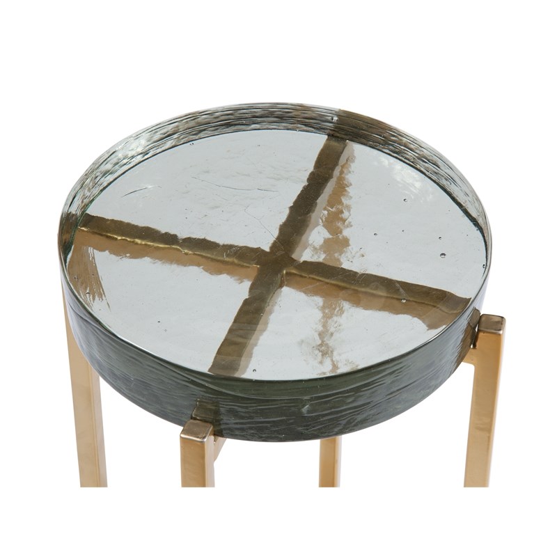 Laine Metal and Cast Glass Accent Table in Gold